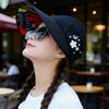 Womens Sun Hat Flowers and Pearls UV Protection Wide Brim Breathable Foldable Summer Beach Packable Visor for Outdoor