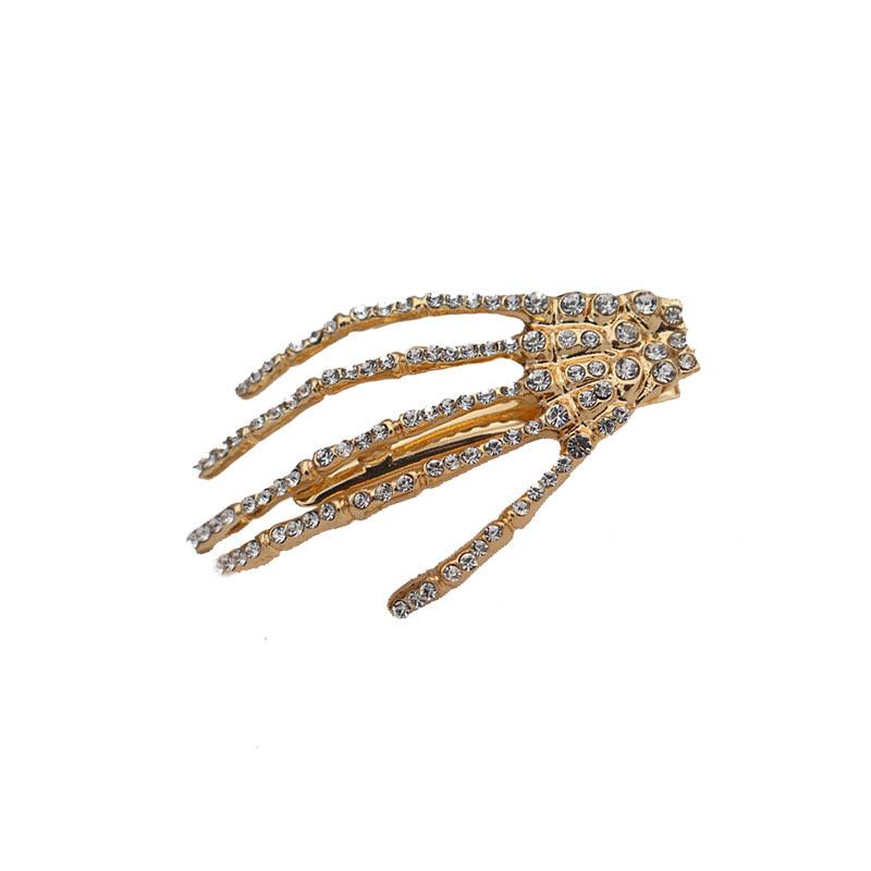 Korean Harajuku hand grab hairpin female duck bill clip rhinestone edge clip metal hairpin clip back head top clip
