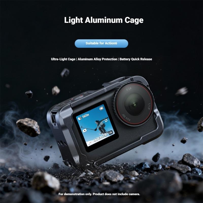 Aluminum Quick Release Cage For Action 6 Action Camera Mount With Cold Shoe Full Protective Frame Case Accessories
