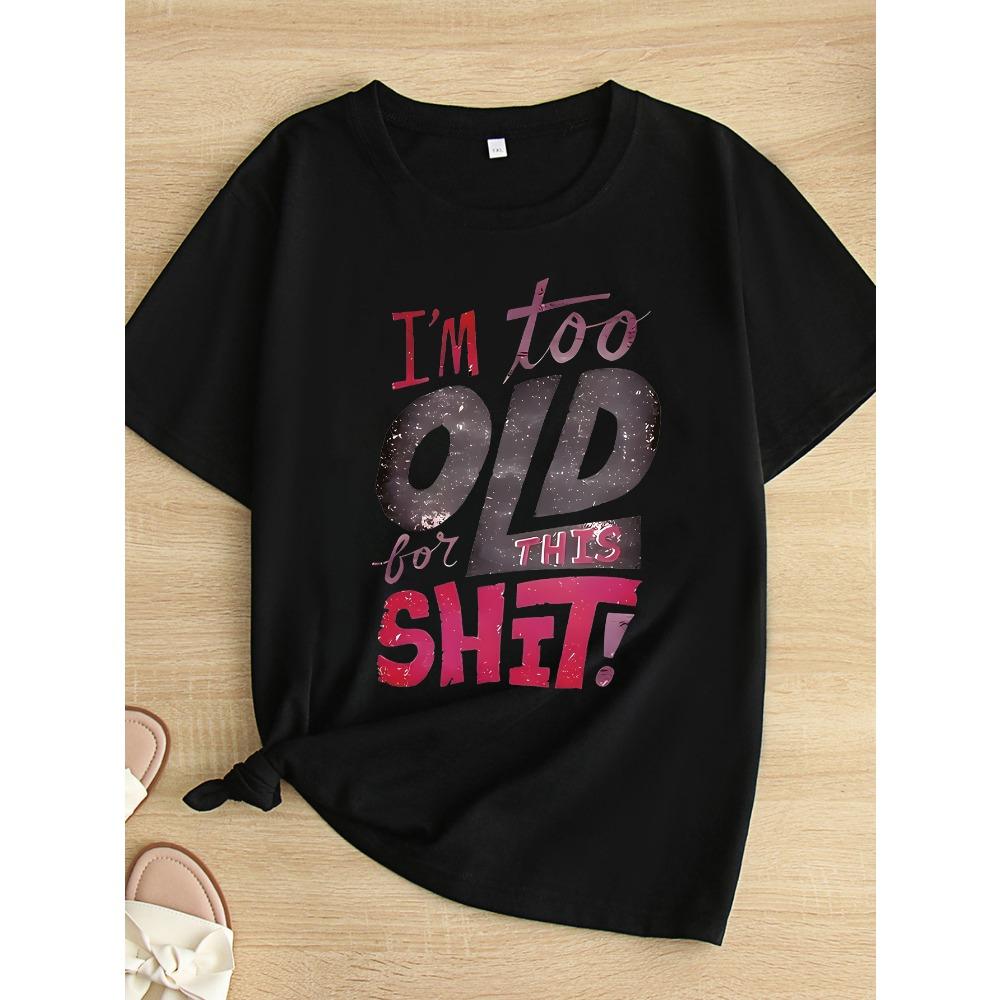 Women s plus Size T-Shirt round Neck Short Sleeve Printed  Comfortable Casual Top for Ladies M