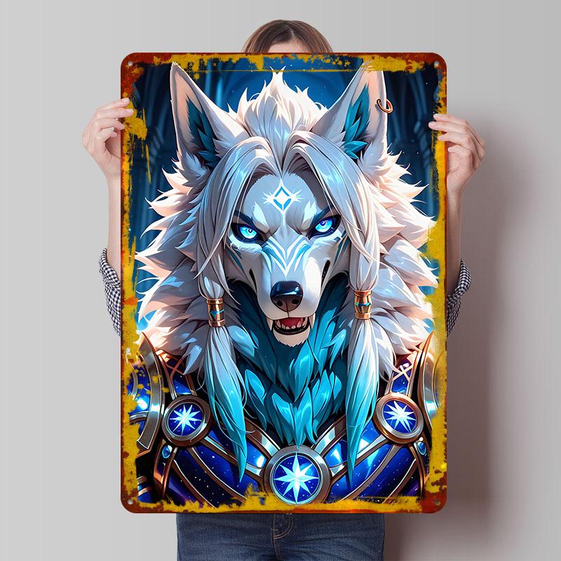 

Fantasy Wolf Warrior Portrait Printed Poster Customized Wall Art Retro Vintage Metal Tin Signs for Bedroom Decoration Room Decor 7.9x11.8In(20x30cm)