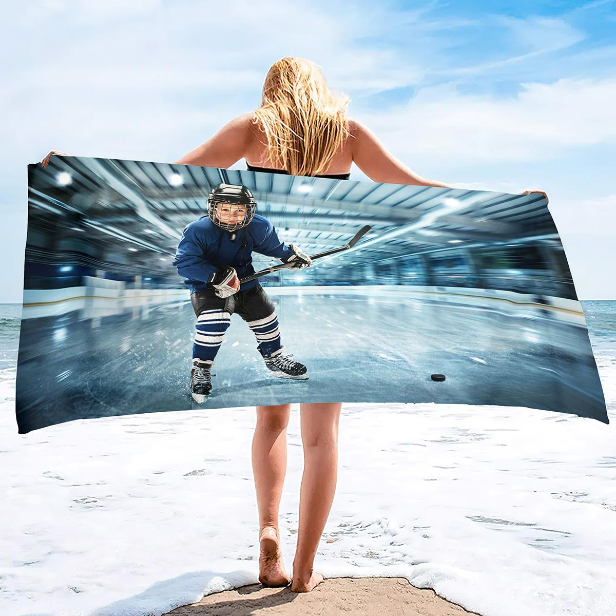 

Oversized Beach Towel,Ice Hockey Extra Large Big Pool Swim Travel Soft Towels Blanket Bulk for Adult Men Boys Teen Sports Lover W40*H60(CM)