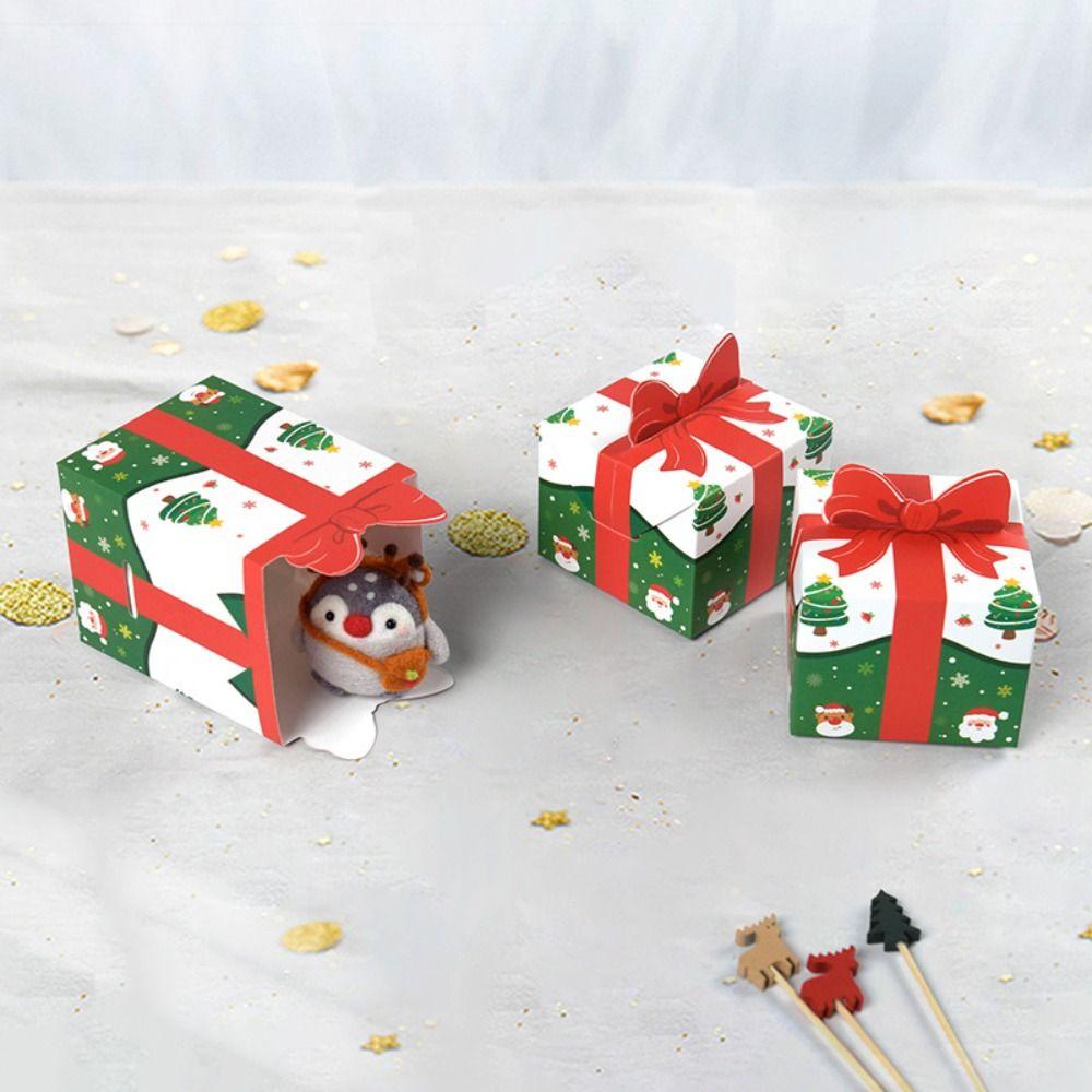 10Pcs 3D Bowknot Mini Christmas Packaging Box Funny Xmas Supplies  Gift Packaging