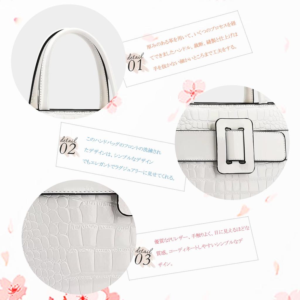 NICOLE & DORIS Women's Crocodile Dial Handbag, 2-Way Shoulder Bag, Crossbody Bag, Large Capacity, Waterproof, Divided, Three-Layered Design, Bottom