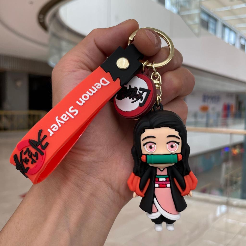 Kreative Dämonentöter Nezuko, Dämonentöter Agatsuma Zenitsu, Tomioka Giyuu, Hashibira Inosuke Cartoon Silikon Figur Schlüsselanhänger
