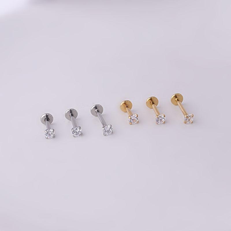 2 Stück Edelstahl Piercing Tragus Ohrstecker, Kristall Labret Kleiner Ohrstecker Helix Knorpel Ohrring für Frauen Körperschmuck