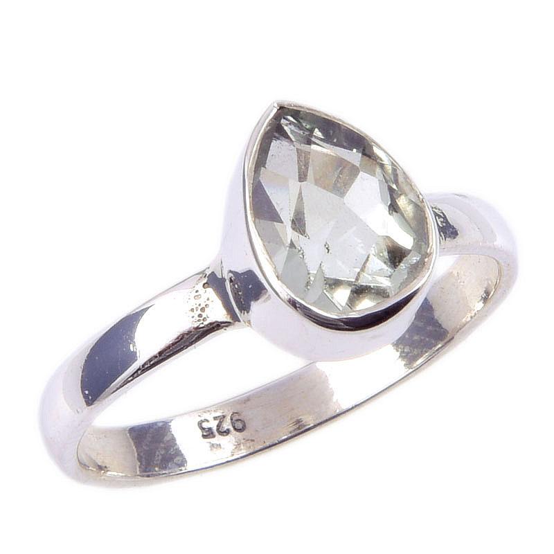 Natural Green Amethyst Gemstone Handmade 925 Solid Sterling Silver Ring S.7 N9L80