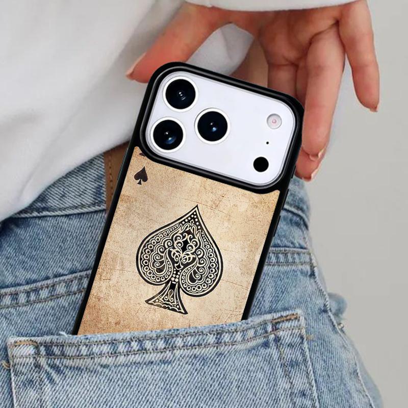 Spades Poker Play Cards Ace Art Phone Case for iPhone 17ProMax 12 13 14 15 16e 17 Pro Max Plus Air Cover