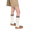 Student Vintage Double Striped Ribbed Knit Leg Warmers Slouch Leg Covers Boot Cuffs Stretchy Long Boot Socks for Women