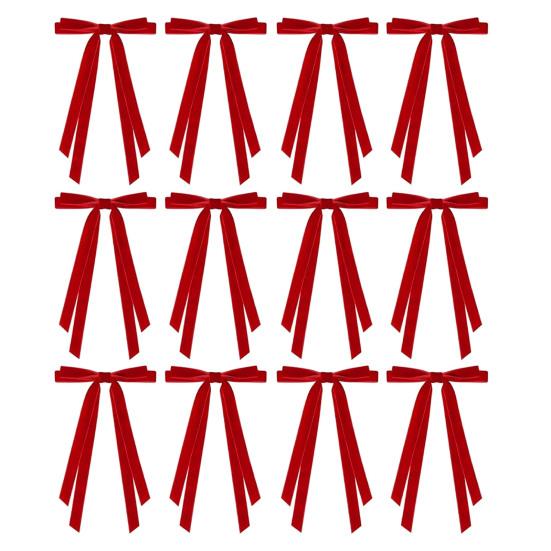 12 szt. Aksamitne kokardy świąteczne 6" x 8" Vintage kokardy na wieniec ozdoba świąteczna na choinkę pakowanie prezentów dekoracja wieńca girlandy