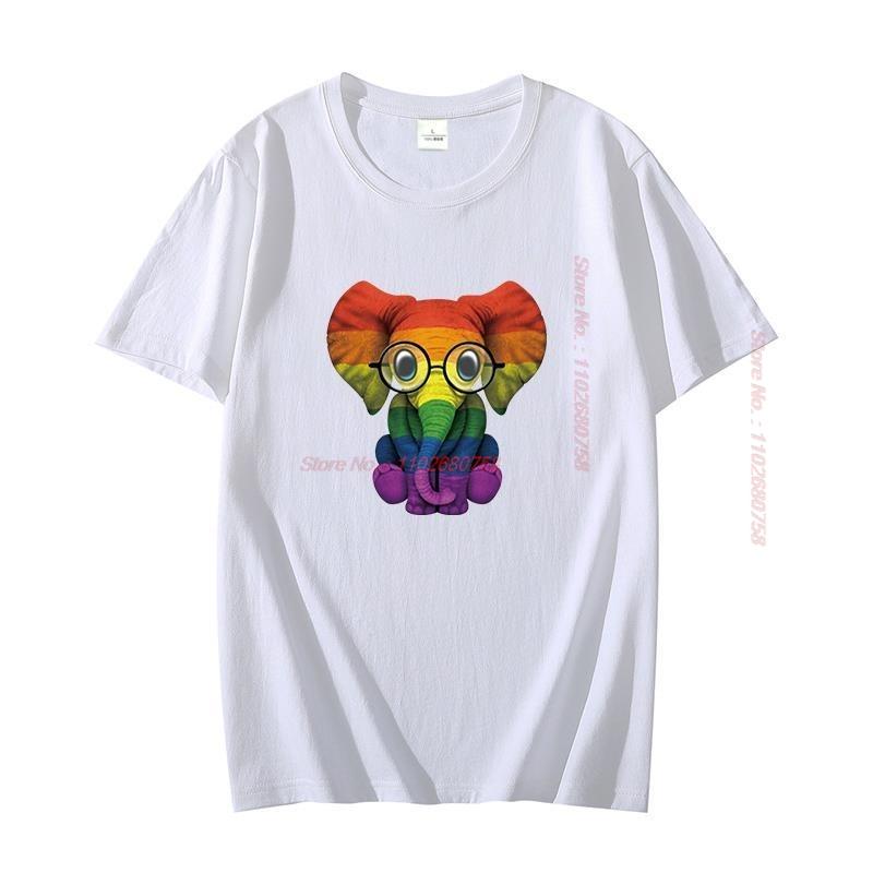 Baby Elephant Glasses Gay Funny Graphic T Shirt For Unisex Oversize Cotton Short Sleeve Tshirts Summer Streetwear Unisexs Clothes