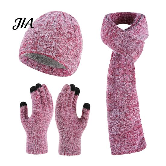 Unisex Stretchy Knit Hat Winter Scarf Gloves Set for Women, Warm Knitted Hat, Touch Holiday Gift Friends And Family Screen Gloves, 71 Inch Scarf, Cozy