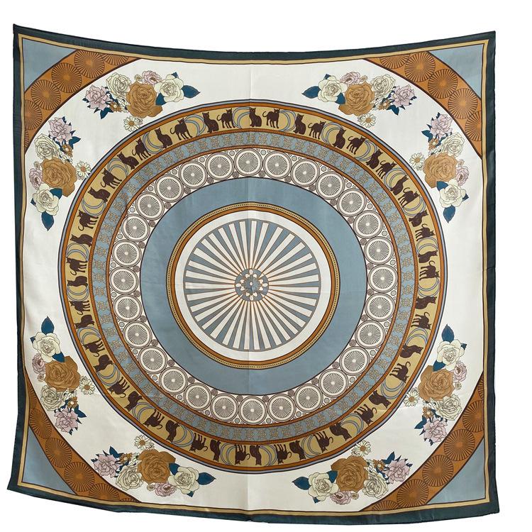Intellectual Elegance Flower Mulberry Silk Scarf Women'S 110Cm Silk Square Scarf Shawl Fresh Print