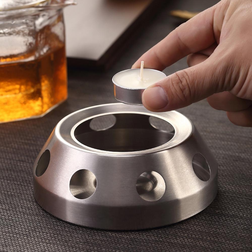 1 Stück Edelstahl Heiz-Teewärmer, Glasbehälter, Kerzen-Isolierbasis, Teewärmer, Teesitz, Milcherwärmer Heizbasis