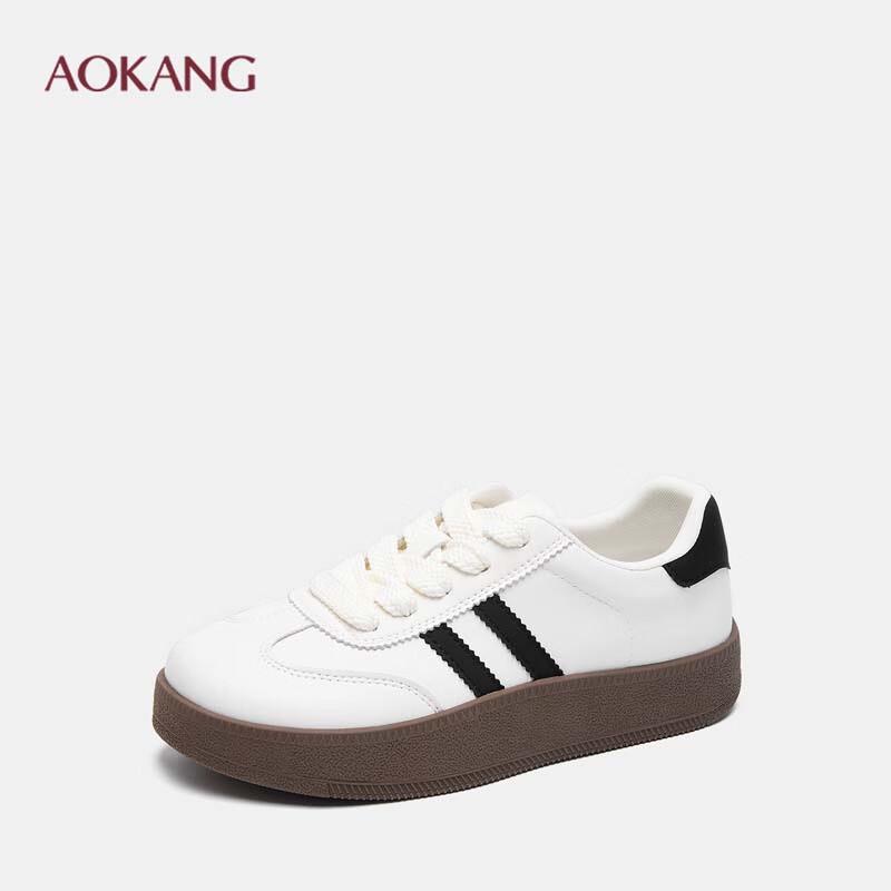 Aokang Women's Black & White Round Toe Sneakers