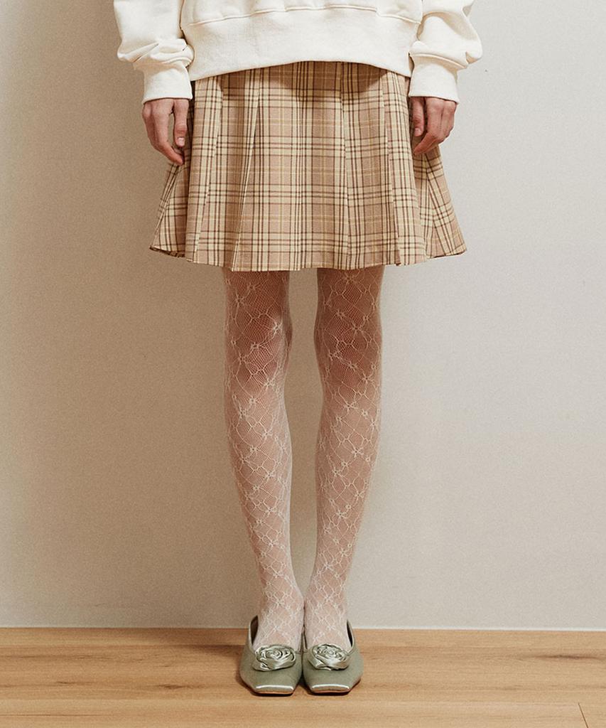 Selliteiljeu Check Pleated Mini Skirt_Yellow
