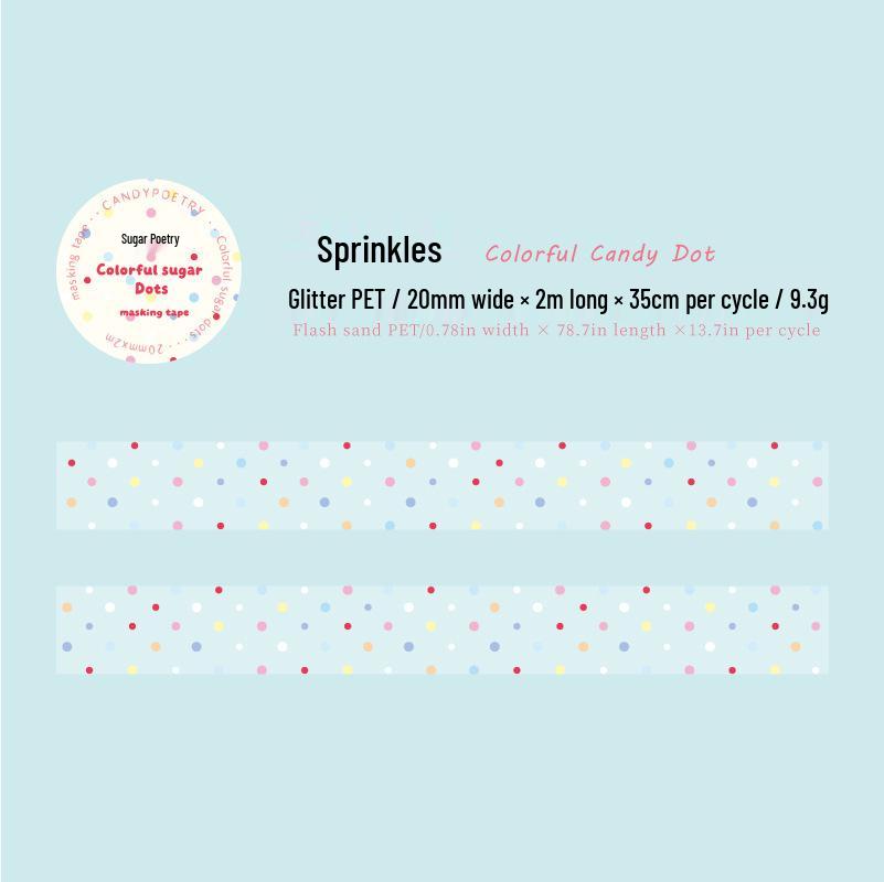 Blue Dots Glitter PET Tape: Korean Style Transparent Journal Series