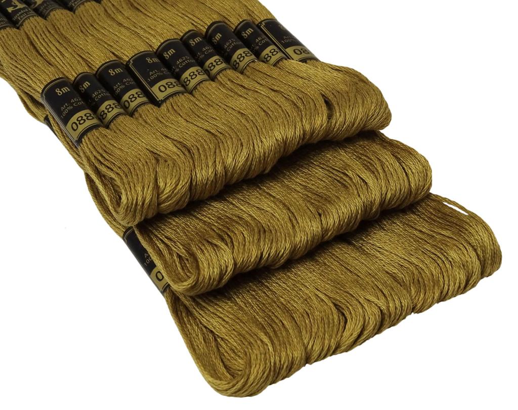 IBA Indianbeautifulart Stranded Cotton Cross Stitch Hand Embroidery Thread Floss Skeins-Golden