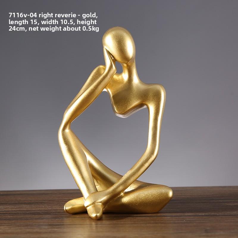 

Resin Person Thinking Sculpture For Tv Cabinet And Desk Living Decoration Room Golden A