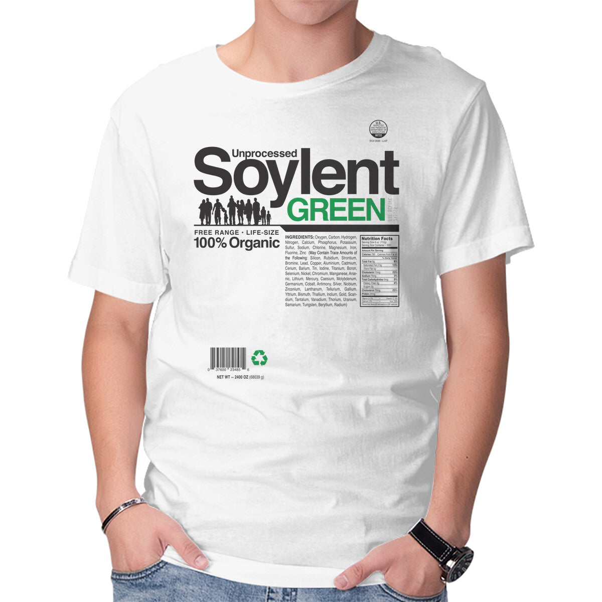 Unisex Crew Neck T-Shirt Unprocessed Soylent Green Graphic Short Sleeve Casual Tee XXXL