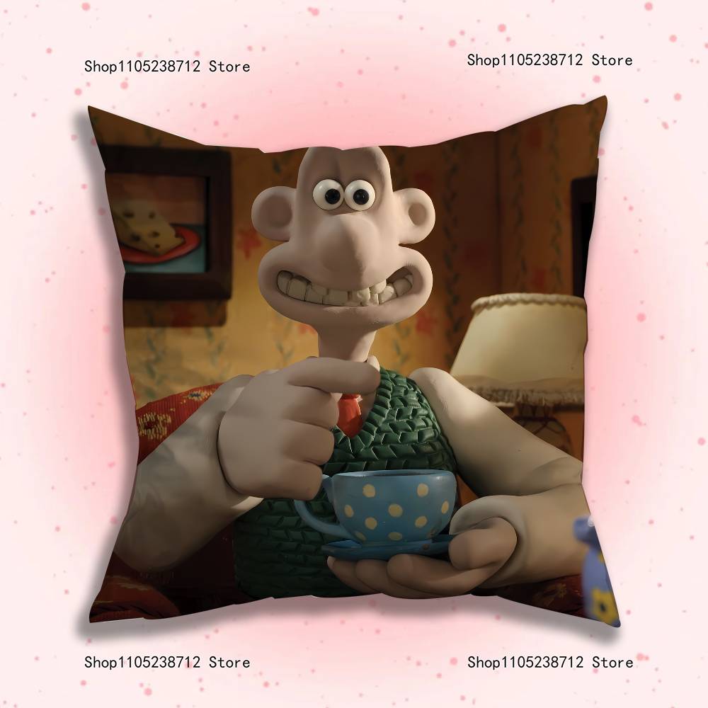 ANIME W-WallaceS G-Gromit Pillow Case Plush Fabric Soft Pillowcase Double Sided Print Sofa Cushion Cover Throw