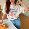 Women's Casual Short Sleeve T-Shirt Cute Cartoon Bear Print Loose Crew Neck Summer Basic Tee Top