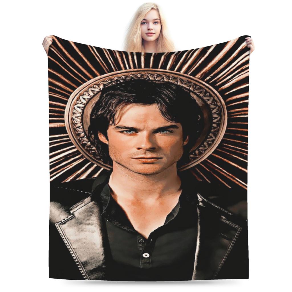 Стильное одеяло Damon Salvatore Ультрамягкий бархат Уютное плед Машинная стирка
