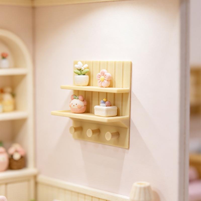 Dollhouse Mini Wall Mount Shelf Rack Simulation Miniature Storage Stand For Diy Micro Landscape Scene Decor Shooting Props