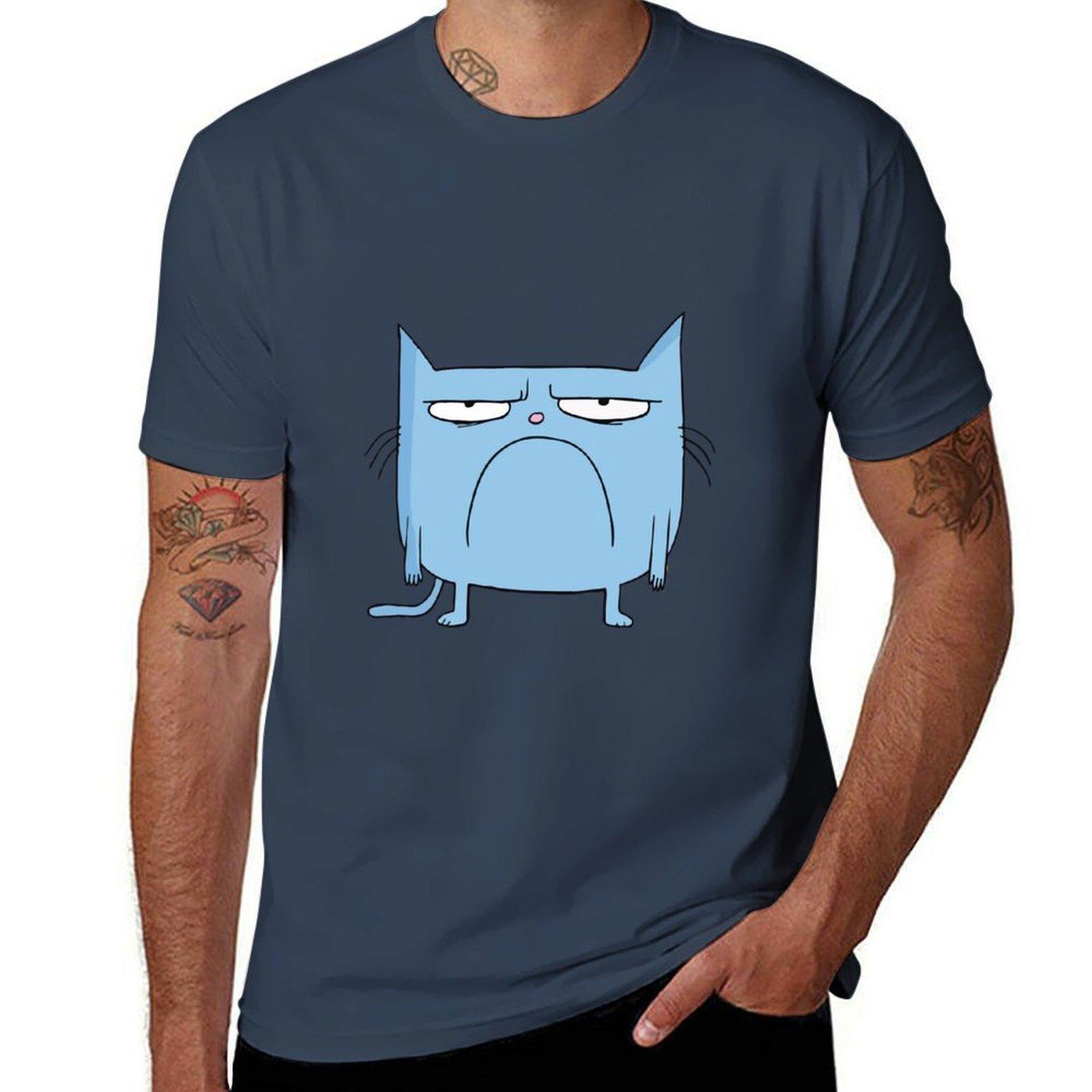 catwad feeling upset TShirt Novelty Print Casual Tee Shirt S