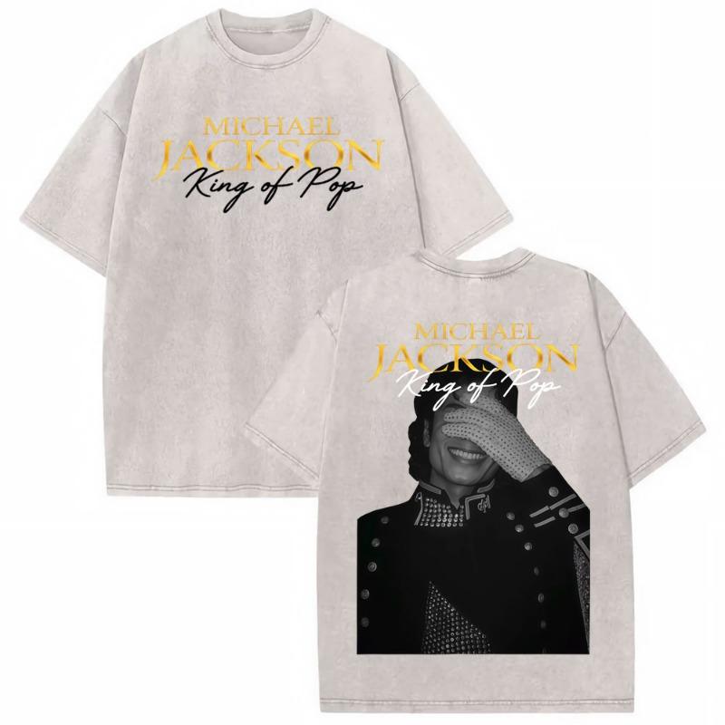 King of Pop Michael Jackson Bad World Tour T Shirts Women Casual Loose Oversized T-shirts Hip Hop 90s Vintage Washed T-shirt