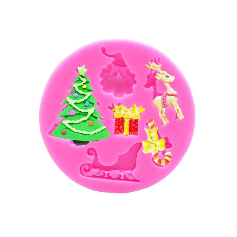 Xmas Christmas Snowman Deer Tree Silicone Mold Kitchen Baking Navidad Chocolate Candy Clay Making Cake Decoration Accessories