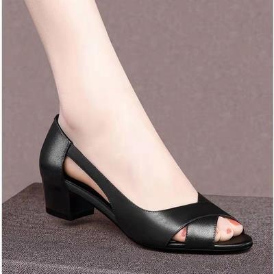 High Heeled Sandals for Women In Summer, Fish Mouth Thick Heeled Sandals for Women