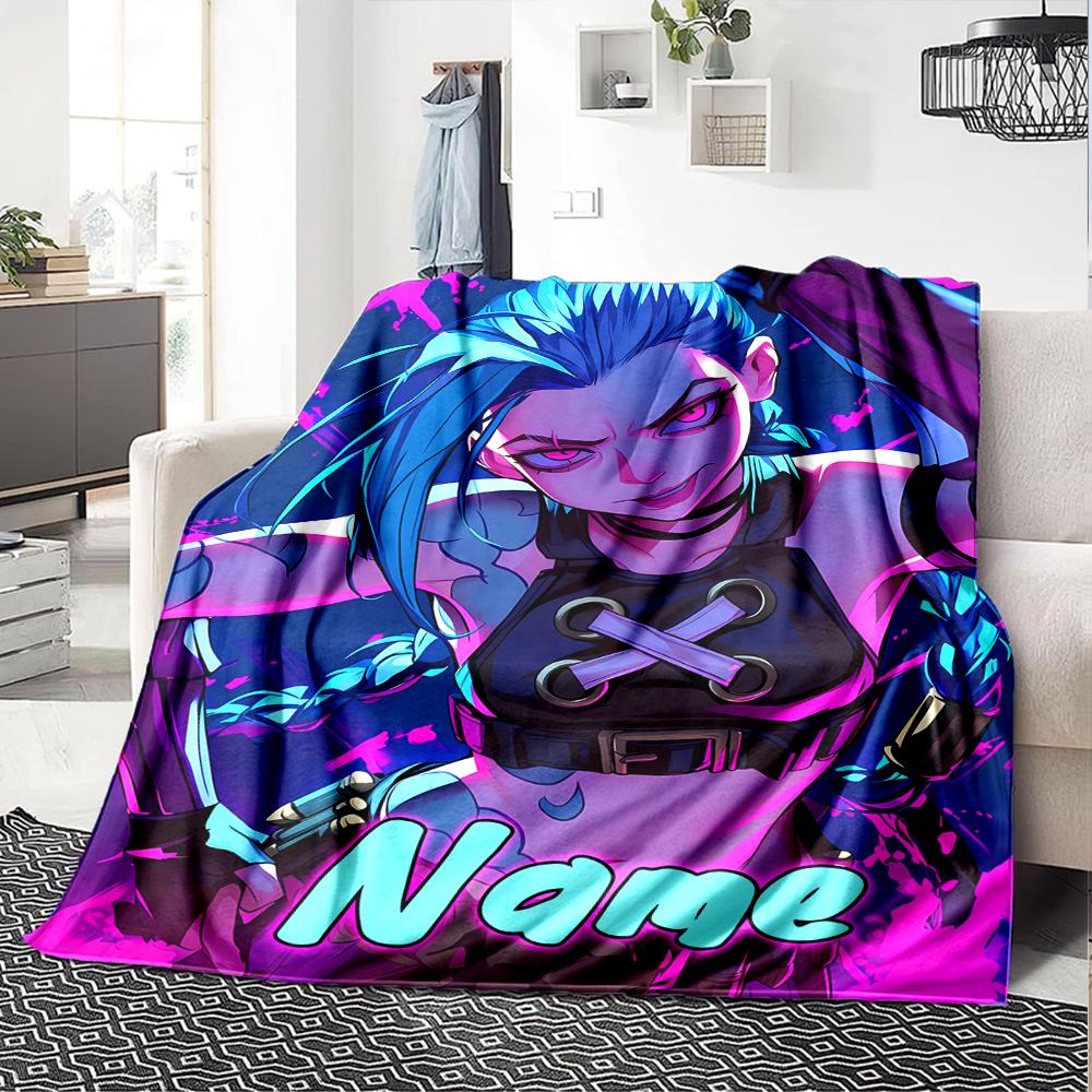 Customiz Name Personality League of Legends Jinx Blanket Soft &Warm Sofa Office Bed Travel Lunch Break Blanket, Gift Suitable All Seasons