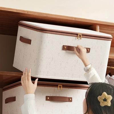 Home Wardrobe Storage Box Cotton and Linen Clothes Quilts Dust-proof Organizing Box with Lid Quilts Miscellaneous Storage Box