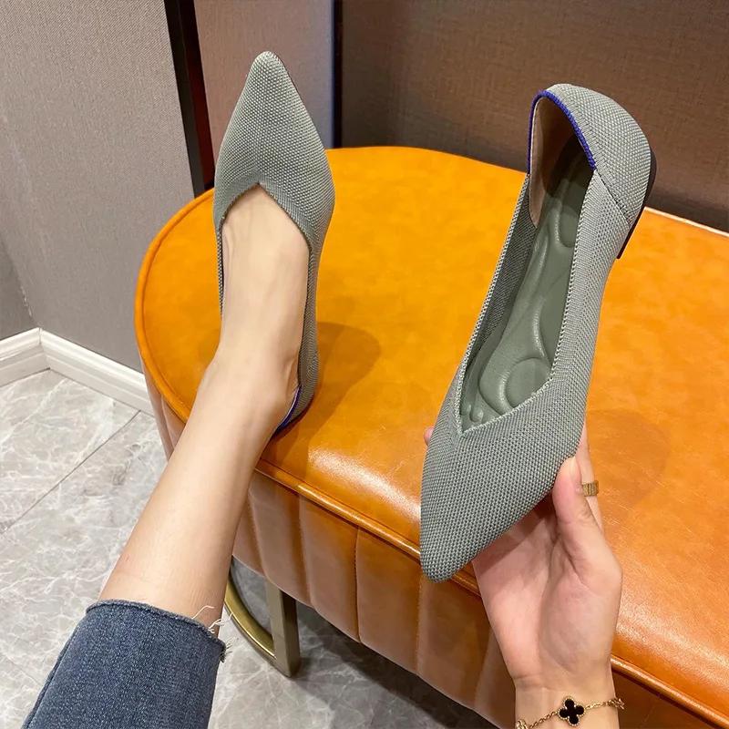 Knit Slip on Flat Shoes Women Mesh Loafers Stretch Ballet Shallow Flats Dress Shoes Moccasins Comfort Ballet Flats 2025