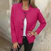 Women's Loose Comfortable Casual And Fashionable Round Neck Button Long Sleeved Stripe Jacket