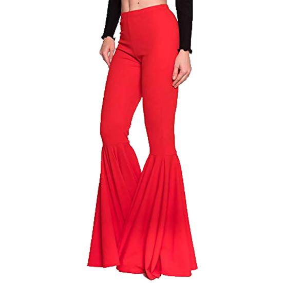 High-Waist Elastic Waistband Control Tummy Hip Lifting Lady Trousers Skinny Breathable Women Solid Color Sports Mermaid Flared Pants Streetwear