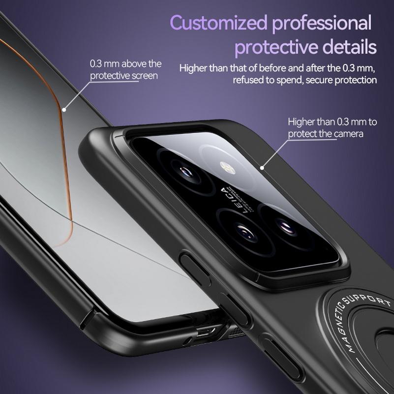 Metall Starke Magnetische Absorption Hülle Für Xiaomi 14 Pro Xiaomi14 Mi 14 Pro Matt Auto Halter Schutzhülle