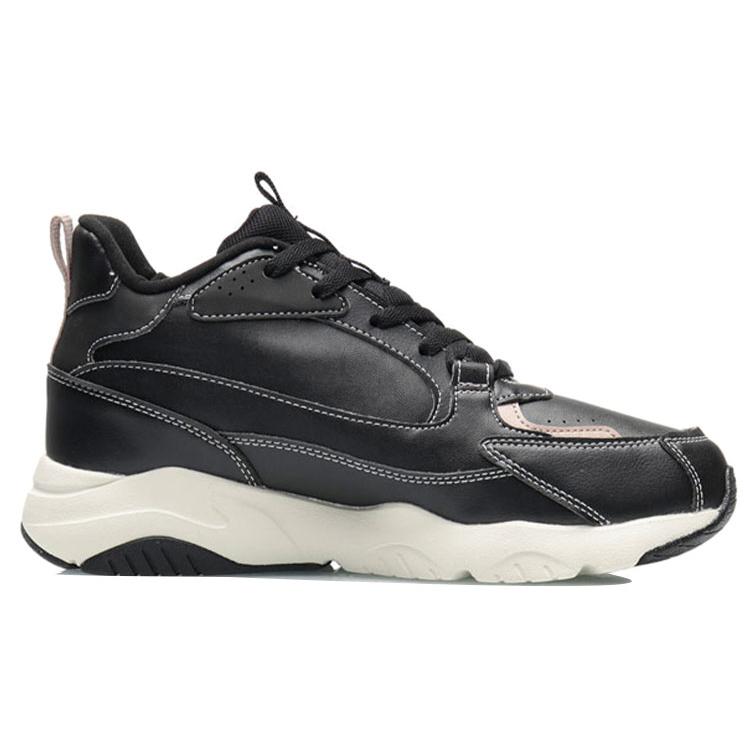New LiNing Cushioning Warm Mid Top Running Shoes Men's Black Apricot AGCQ349-2