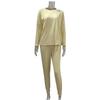 2Pc Women  Color Suit Long Sleeve Leisure Pocket Home Sweatpants Sets
