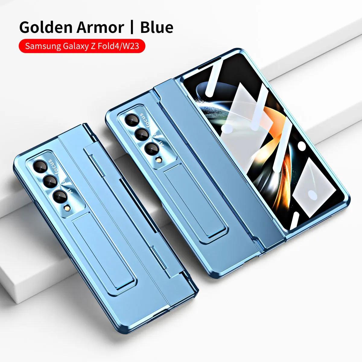 

Складные чехлы для телефонов Samsung Galaxy Z Fold5 Fold4, чехол с плоской шарнирной подставкой, защита объектива для ZFold3, универсальный защитный чехол For Galaxy Z Fold5
