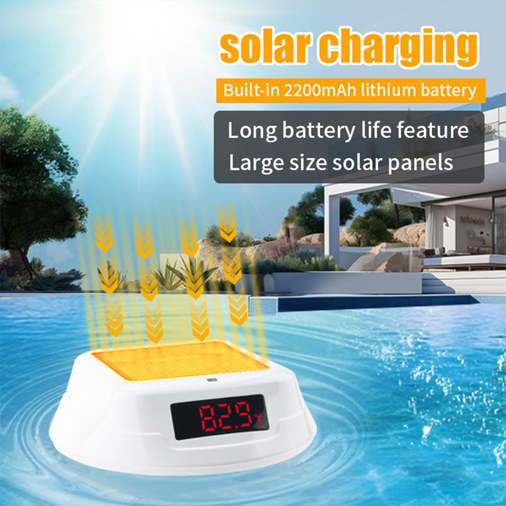 2025 New Wireless Floating Pool Thermometer Solar Pool Thermometer LED Digital Water Thermometer RGB Ambient Light