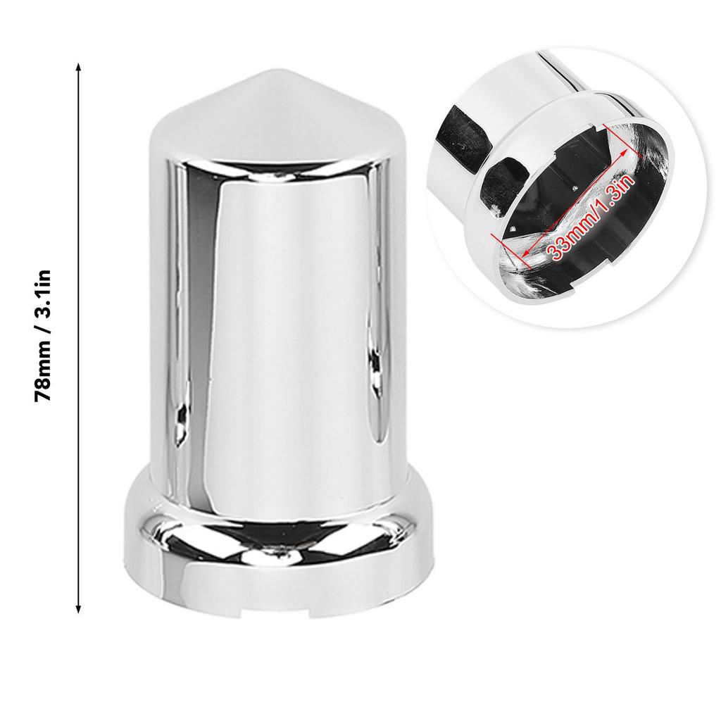 Lug Nut Covers ABS Chrome Plastic Anti Rust 33mm Flanged Lug Nut Caps for Trucks Trailers and Vehicles Flanged Lug Nut Cover