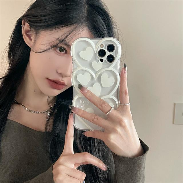 Ins Japan Cute 3d Love Heart Lens Protective Phone Case For Iphone 13 12 11 Pro Max Kawaii Cindy Color Shockproof Soft Cover