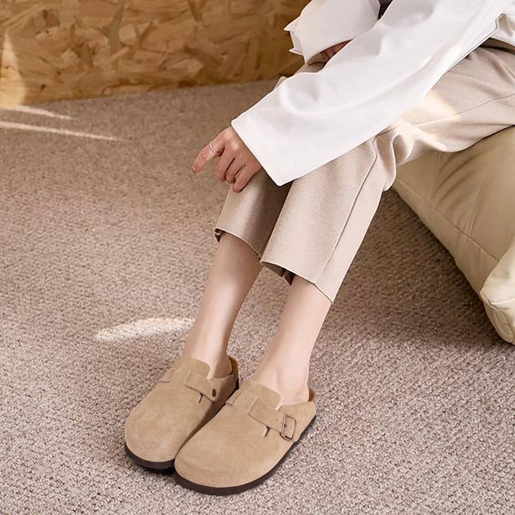 Fashion Kidmi Women's Genuine Suede Clogs Soft Footbed Leather Potato Shoes Comfort Slip On Clogs with Arch Support Fashion Home Slipper