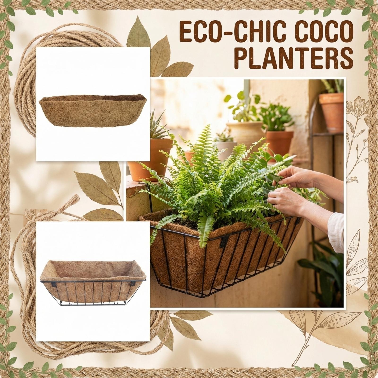 

Rectangular Coco Liner Wall Planter with Metal Frame for Indoor Outdoor Garden Balcony Patio Use 30 Inch Length One Size