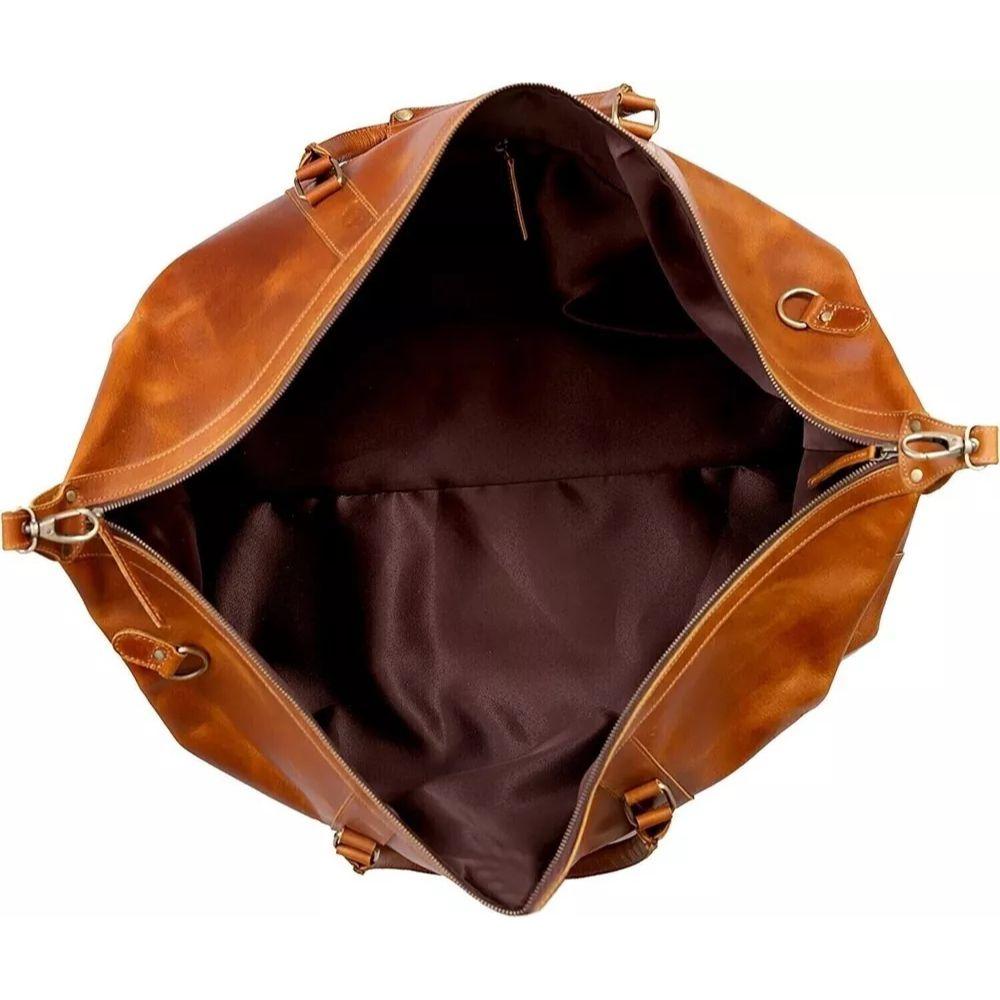 Bag Leather Duffel Travel Duffle Luggage Gym Weekend Tan Brown Vintage Overnight