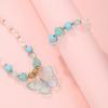 New Girl's Collarbone Necklace Princess Zircon Color Crystal Zircon Butterfly Children's Necklace Bracelet suit
