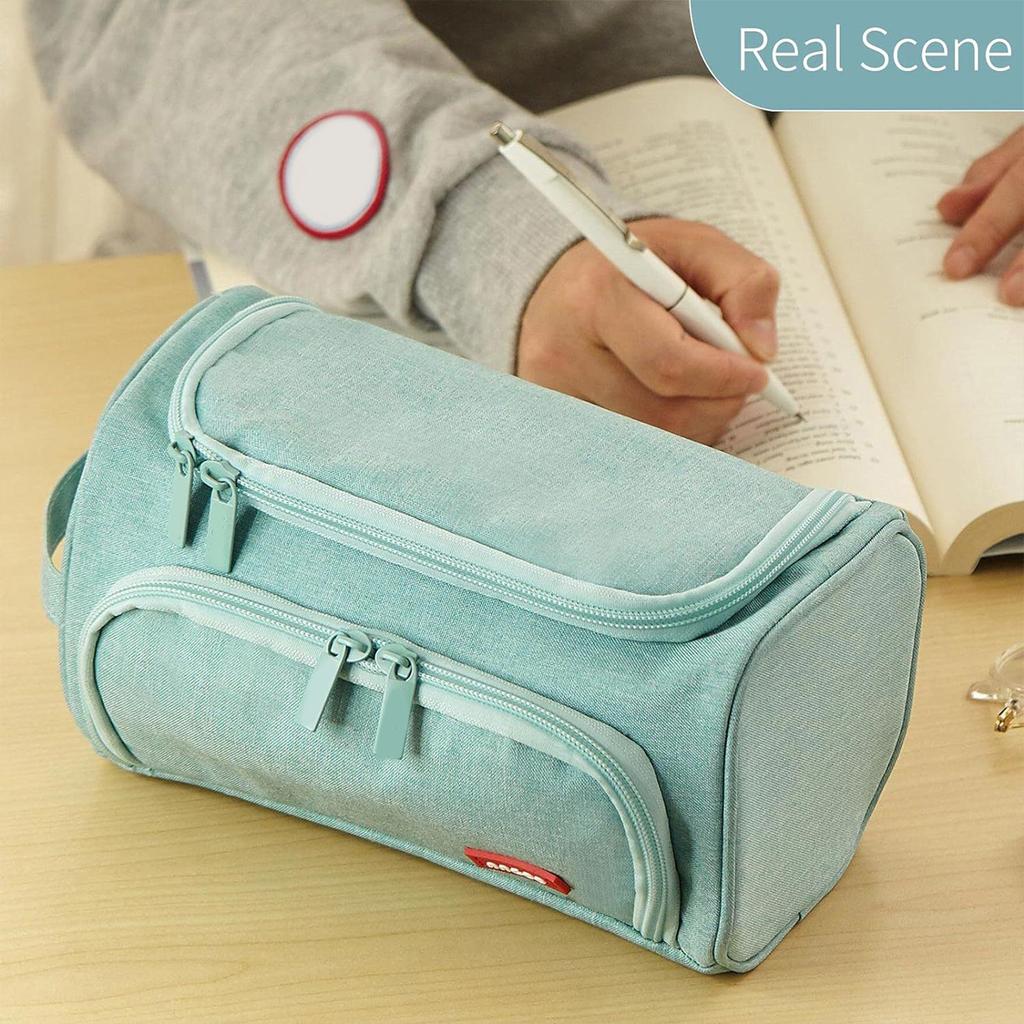 Multifunkční pouzdro na tužky Velkokapacitní dvouvrstvé pouzdro na pera Více přihrádek Plátěné pouzdro na pera pro studenty