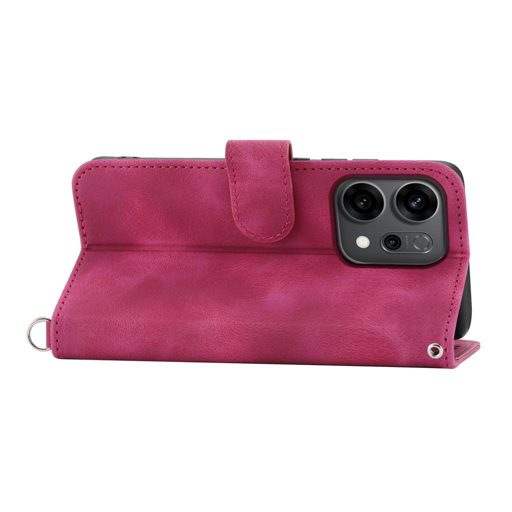 For Oppo Reno14 5G (Global) Case Flower Pattern PU Leather Wallet Phone Cover with Strap